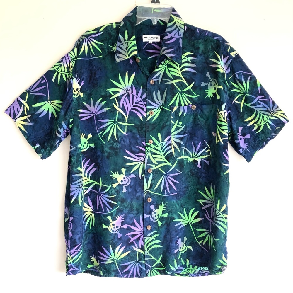 Mad Gringo Skull Cross Bones Camp Hawaiian Shirt